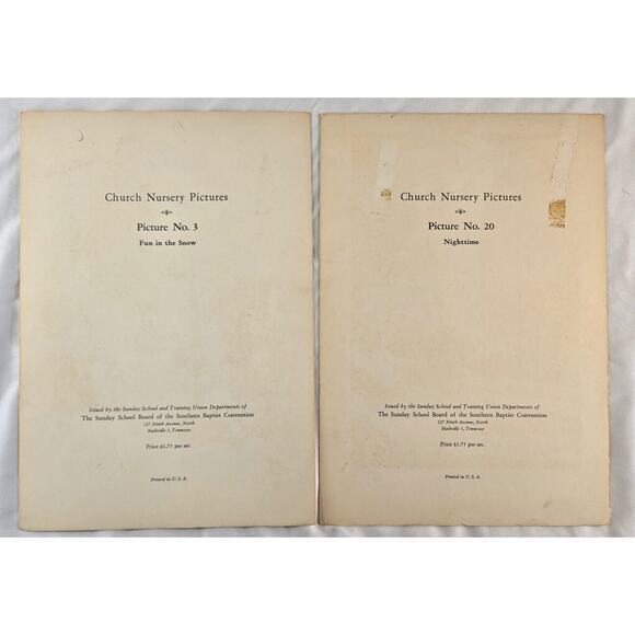 Southern Baptist Church Nursery Pictures Series 1950s 9" x 12" Lot of 6 Lithos - Picture 7 of 7